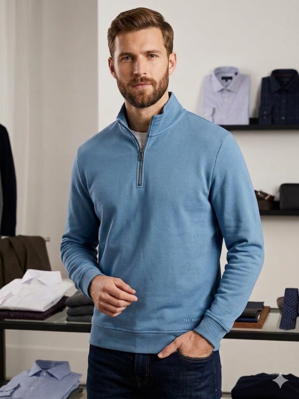 Ted Baker London Men’s Quarter-Zip Funnel Neck Sweater Size Large